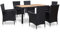 vidaXL Gartenmöbel 7-TLG. mit Auflagen Gartengarnitur Sitzgruppe Gartenset Sitzgarnitur Gartentisch Esstisch Tisch Stühle Poly Rattan Schwarz