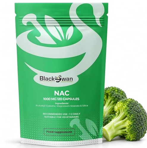 Black Swan NAC Capsules -1000mg N-Acetyl Cysteine Supplement - Clean Daily Wellness Support Formula - Pure Plant Based Nutritional Blend - Vegan Friendly Amino Acid - 120 Caps 4 Month Supply