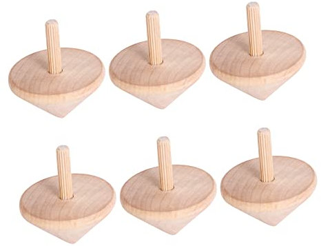 Toyvian 6 Stück Holz Kreisel Unvollendete Kreisel Blanchiert Almon Naturholz DIY Malerei für Kleinkinder Kinder Erwachsene Ostern Geburtstagsfeier