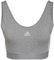 adidas Damen Essentials 3-Stripes Crop Top with Removable Pads, Medium Grey Heather/White, M