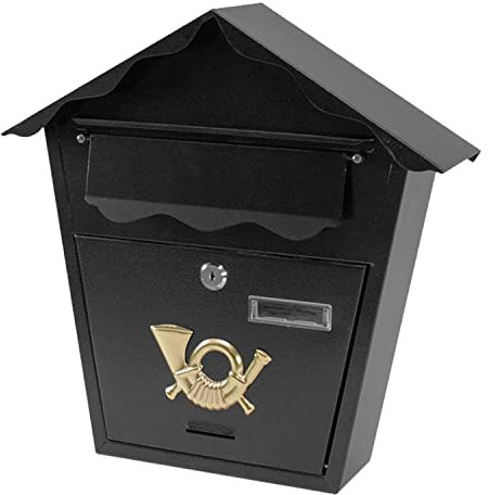 Yorkshire Homeware Locking Wall Mounted Mailbox |Drop Box With Key Lock |Weatherproof Secure Mail Box |Galvanized Steel Cover lBox With Slot For Envelope Letter, Outside, Home, Office Business (Black)