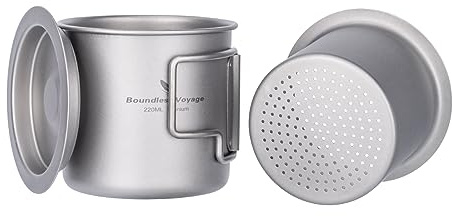 Boundless Voyage campingmugg titan enkellager te kaffekopp ultralätt utomhus resor bärbar dryckesutrustning 220 ml 350 ml 500 ml (Ti3057D-220 ml med filter)