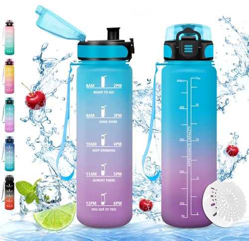 Vikaster Sport trinkflasche, 500ml BPA-frei, Trinkflasche Fahrrad, Auslaufsicher, Trinkflaschen Kohlensäure Geeignet, Trinkflaschen sport für Fahrrad, Fitness, Schule, Kinder, Outdoor