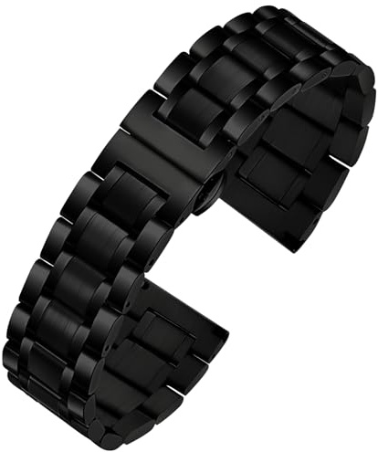 TStrap Bracelet Montre Metal Poli 22mm - Noir Acier Inoxydable Dégagement Rapide Bracelets - Métallique Smart Watch Strap pour Homme Femme Remplacement - 12mm ... 20mm 22mm 24mm
