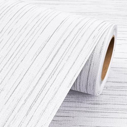 Livelynine 15.8x394 Textured Wallpaper Stick and Peel White Embossed Wallpaper Self Adhesive Contact Paper Texture Faux Grasscloth Wall Covering Renter Friendly Grass Cloth Fabric Wall Paper Roll
