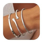 YADOCA Armreif Silber Damen 3er Set, 18K Gold Edelstahl Armkette, Silber Armreif Dame, Valentinstag für Sie Frauen