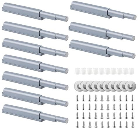 HERKINDNESS Türdämpfer, 10 Stück Grau Schranktür Dämpfer, Schranktürauslöser, Drucktüröffner, Elastische Presse, für Schränke, Schranktüren, Bücherregale
