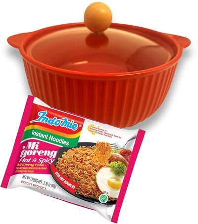 Bol à nouilles instantanées en céramique rouge, bol à salade, bol à ramen, capacité de 850 ml, bol à soupe avec couvercle, passe au micro-ondes, convient pour les étudiants internationaux et les