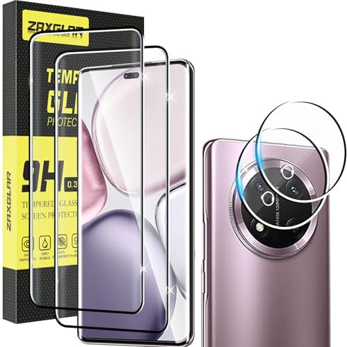 ZAXGLAR Protector Pantalla para Honor Magic 7 Lite Cristal templado,2 x Protectores de Pantalla + 2 x Protectores de Lente de Cámara,Sin burbujas y duradero