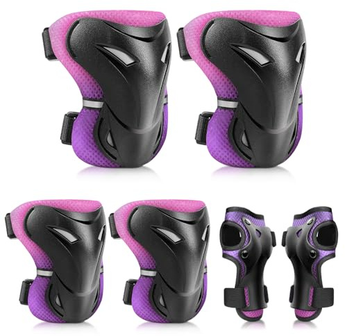 YooxArmor Protezioni Bambini Pattini in Linea per 3-13 Anni | 6 in 1 Attrezzatura Protettiva Protezione Bambini Ginocchiere,Gomitiere Protezioni Set per Scooter Pattini in Linea