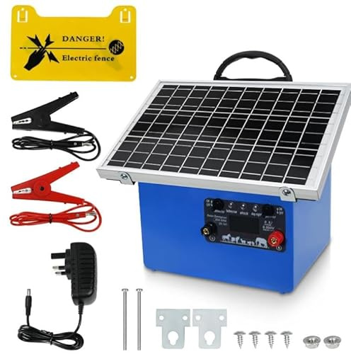 30KM Solar Electric Fence Energizer, 0.5J Portable Solar Fence Charger with Day/Night Mode & Rechargeable Battery, IP65-rated, 24/7 Uninterrupted Protection for Horses, Livestock, Cattle, Poultry