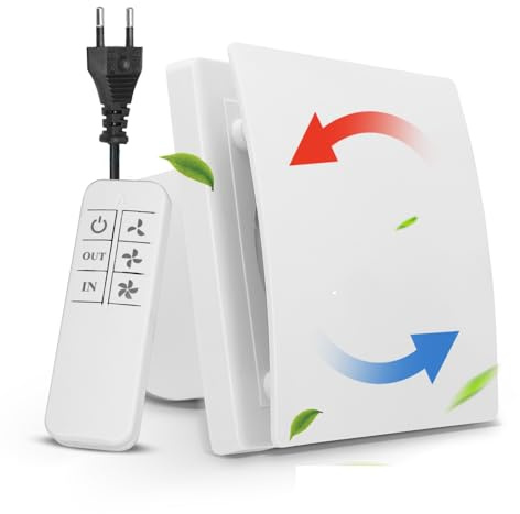 Strixorn Abluftventilator 100 mm, VMC Badezimmer, 130 m³/h, Fernbedienung, 2 Richtungen, 3 Geschwindigkeitsstufen, leistungsstarke Belüftung, für Badezimmer, Küche, WC, Garage