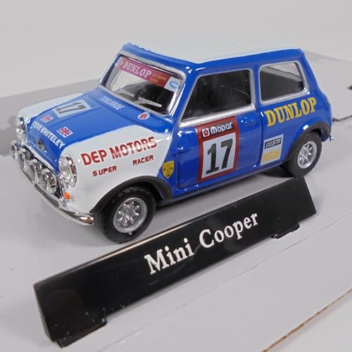 OPO 10 - Auto in Miniatura Compatibile con Mini Cooper Racing Blu E Bianco 1/43 CARARAMA - 813159
