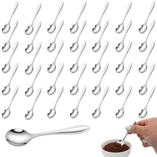36 cucharas de espresso, mini cucharas de espresso de acero inoxidable, pequeñas cucharas para espresso, té, postres, ideal para el hogar, cafetería, restaurante, espresso pequeñas