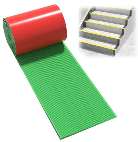 Självhäftande Trappkantprofil, Flexibel Trappkantskydd i PVC, Halkskyddande Trappkant i Vinyl(Green,8 cm/3.1 in)