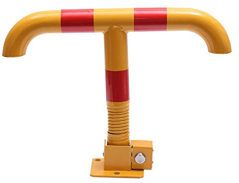 KATSU Barriera Parcheggio Auto Dissuasore Posta Forma di T con la Primavera Pieghevole Palo di Barriera di Blocco del Parcheggio per Auto, Giallo e Rosso