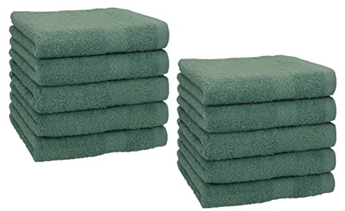 Betz 10 Stück Seiftücher Seiftuch Seiflappen Set Premium 100% Baumwolle Seiflappen Set Größe 30 x 30 cm (tannengrün)