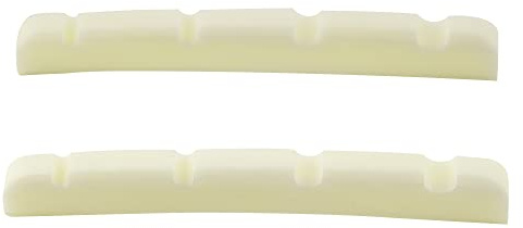 Musiclily Pro 41.91mm Slotted P Bass Bone Nut Curved Bottom for 4-String Fender Style Precision Bass, Ivory(Set of 2)
