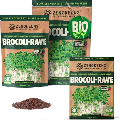 ZenGreens® - Graines de brocoli bio - Choisissez entre 10g, 200g et 500g - Graines de brocoli avec un taux de germination supérieur à 97% - Microgreens
