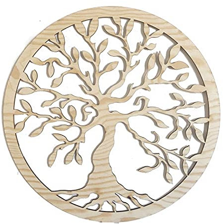 Pet-Jos GROSS Baum des Lebens 60 cm Wanddeko Baum Herz Wanddekoration Deko mehr Farben Tree of Life Wooden Wall Decoration Family Wall Art Geometrische Ornamente Minimalistische Wandkunst