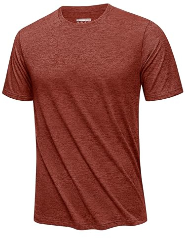 KEFITEVD Snabbtorkande sport-T-shirts för män kortärmade sportkläder toppar lätt andningsbar sommar-T-shirt, Mörk orange, 3XL