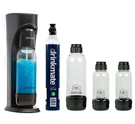 Drinkmate OmniFizz Wassersprudler und Getränkesprudler, sprudelt jegliche Getränke, inkl. 425g (bis zu 60L) CO2 Zylinder (Mattschwarz)