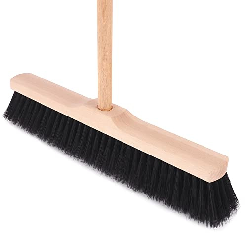 BAUSTER® Robust House Broom 400 mm with Handle 120 cm Street Broom Industrial Broom Indoor Broom Garden Broom Hand Broom for Roads and Walkways Indoor Broom Outdoor Broom