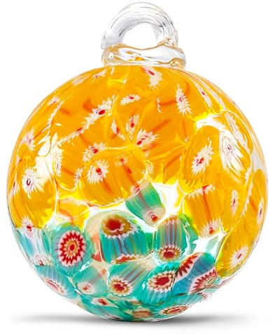 Handblåst glas häxboll, glasboll prydnad hängande trädgård skådningsboll inomhus utomhus heminredning. (6)