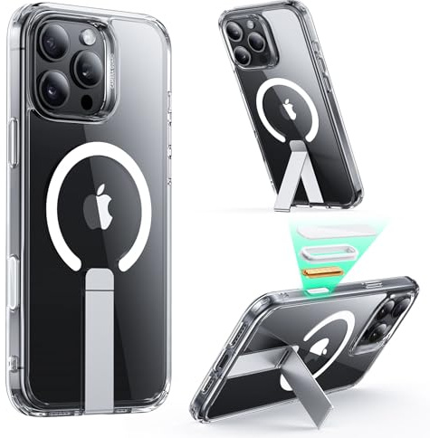 ESR for iPhone 16 Pro Case with Stand, Compatible with MagSafe, Magnetic Kickstand Case for iPhone 16 Pro, Military-Grade Protection Shockproof Case, Boost Series, Clear