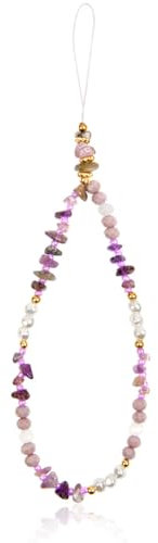 OFFCUP Correa para Teléfono Móvil con Cuentas, 1pc Cadena de Teléfono, Piedra Natural Antipérdida Cordón para Teléfono Móvil Colgante para Teléfono Móvil Correa de Muñeca Hecha a Mano