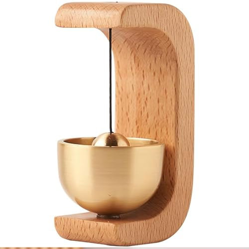 1 pcs Door Bell, Entrance Chime, Magnet, Wooden, Brass, Entrance Bell, Entrance Bell, Wall Hanging, Double Sided Tape, Easy Installation, for Home and Shops,