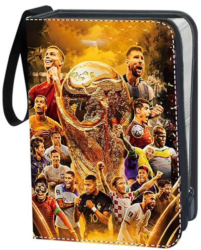 Sammelalbum Fussball Karten Fußballkarten sammelabum，440 Karten Sammelkarten Album 4 Taschen 55 Seiten Sammelmappe karten Heft Ordner Buch,Hochwertiges Wasserdicht PU Leder Card Collection Sammelhefte