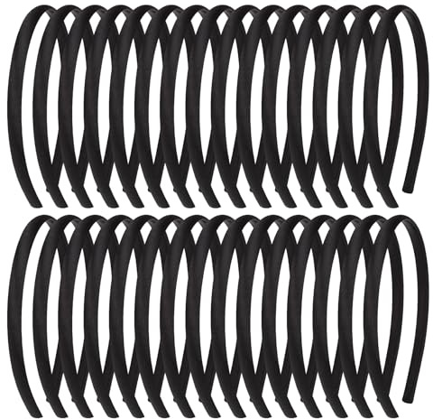 Fishdown 30 Pcs Black Headbands for Girls Skinny DIY Head Bands Hard Thin Headband with Teeth, 8mm Rubber Plastic Hairbands for Kids Teens Party Favors