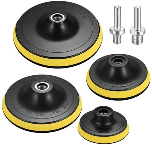 Cuscinetti di supporto per levigatrice, 4 tamponi per lucidatura auto, levigatrice orbitale per auto, piastra di supporto per smerigliatrice, con adattatore per trapano M10/M14