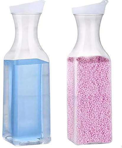 aiyraa 2 stycken tvättmedelsförvaring, 1 500 ml tvättmedel för pulver och flytande tvättmedel, okrossbart PET-material, perfekt för spannmål och sköljmedel