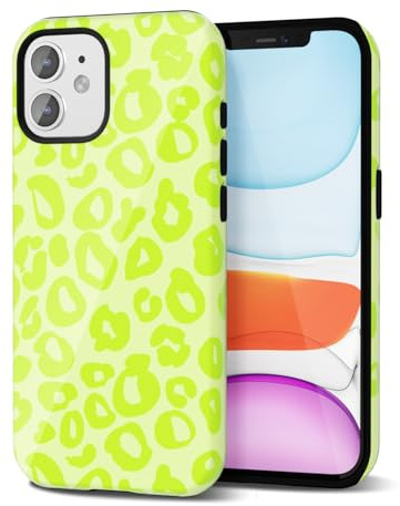 Svanove Cheetah Print Phone Case for iPhone 11, Girly Cute Leopard Case for Women, Luxury Trendy Retro Cool Animal Print Design, Aesthetic Pattern Y2k Slim Hard Shell Plastic Cover, Neon Green