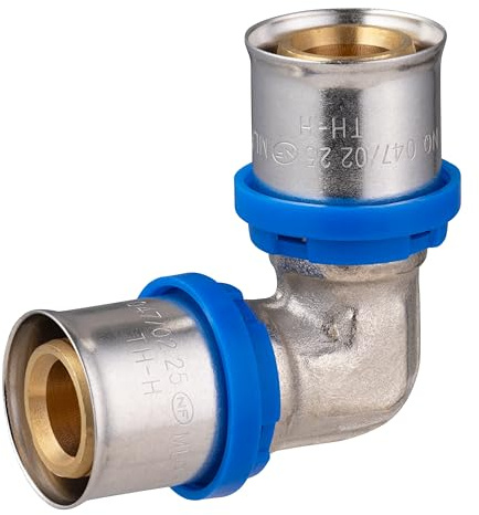 Codo igual de prensar multicapa Ø25 | Para prensar | Conexión resistente y duradera | Ideal para instalaciones de fontanería | Fácil de instalar y ajuste seguro | QUICK PLOMBERIE