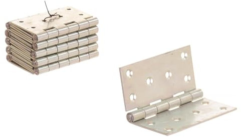 Aqbau® Set 10x Türscharniere 100 x 100 mm Scharniere klappbar, Scharniere Gerollt,schwerlast, Möbelband Türband Kistenband, Schrankscharniere Verziknt Silber