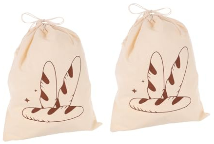 Ciieeo 2 pezzi Sacchetti per Pane in Lino con Coulisse Borse Riutilizzabili per Conservazione Capacità Design Semplice per Cucina e
