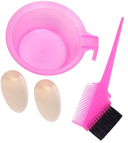 MOTHNUR 2 Sets Hair Dye Comb and Bowl Kit Double-sided Professional Hairdressing Tools for DIY Coloring Salon Use Pink Plastic Reusable Brushes