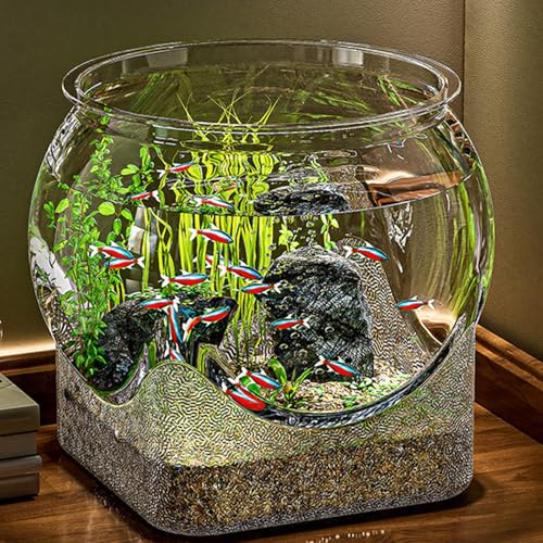 Clear Aquarium Betta Fish Tank, Round Fish Bowl Vase, Desktop Small Aquariums for Goldfishs Betta Fishs Turtle for Candy Ornament Holder,Goldfishs Bettas Fishs Turtle, Indoor Gardening