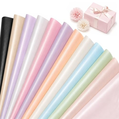 96 ark sidenpapper förpackningsmaterial, 12 färger presentpapper – 35 x 50 cm | Pärlglans silkespapper pastellfärgat, presentpapper och fyllningsmaterial present och pysselpapper för pyssel/dekoration