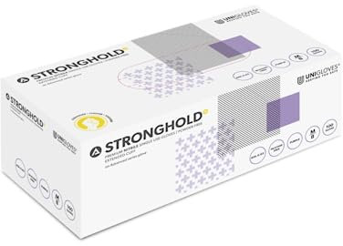 Unigloves Advanced Stronghold+ GM0075 Nitrile Examination - Multipurpose, Powder Free, Latex Free Disposable Gloves, Box of 100 Gloves, Purple, Extra Large