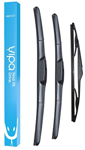 Vipa Car Parts Premium Wiper Blade Set | fits: HYUNDAI i10 Hatchback (Jan 2014 to Oct 2020) | All-Weather Performance | Durable, Streak-Free Windshield Wipers | Easy Installation