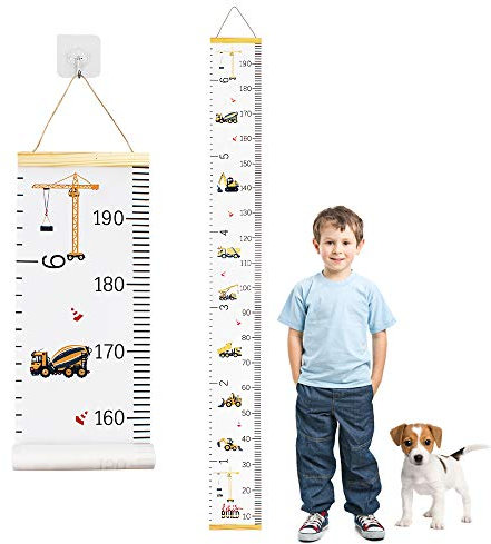 Heqishun Messlatte Kinder für Kinderziemmer Dekoration Kinder Höhenmesser Kindergarten Messlatte Tragbare Roll-up Kinder Wachstumsmesser mit Haken Kinder Weihnachten Geschenk