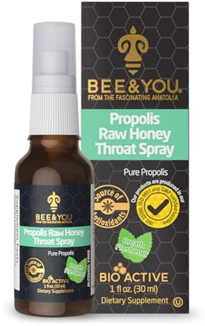 Bee and You Natural Bee Propolis Throat Spray for Immune Support Sore Throat Relief and Oral Support for Adults and Kids 1 fl oz