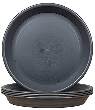 LIKOSO Juego de 5 Platos para Macetas, Gris Platillos Mandejas de Goteo Plástico para Plantas de Flores de Jardín Interior y Exterior - 17 cm