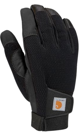 Carhartt Men's Synthetic Leather High Dexterity Touch Sensitive Secure Cuff Glove, Black, Medium