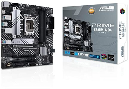 ASUS Prime B660M-A D4-CSM Business Mainboard Sockel Intel LGA 1700 (Intel B660, mATX, DDR4 Speicher, PCIe 4.0, 2X M.2, Aura Sync)
