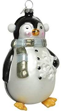 Christbaumschmuck Glas Pinguin 11,7cm Weihnachtskugeln Tiere mundgeblasen schwarz weiß